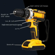 Carregar imagem no visualizador da galeria, Parafusadeira e Furadeira 48V Com 2 Baterias Maleta e Acessórios Completo
